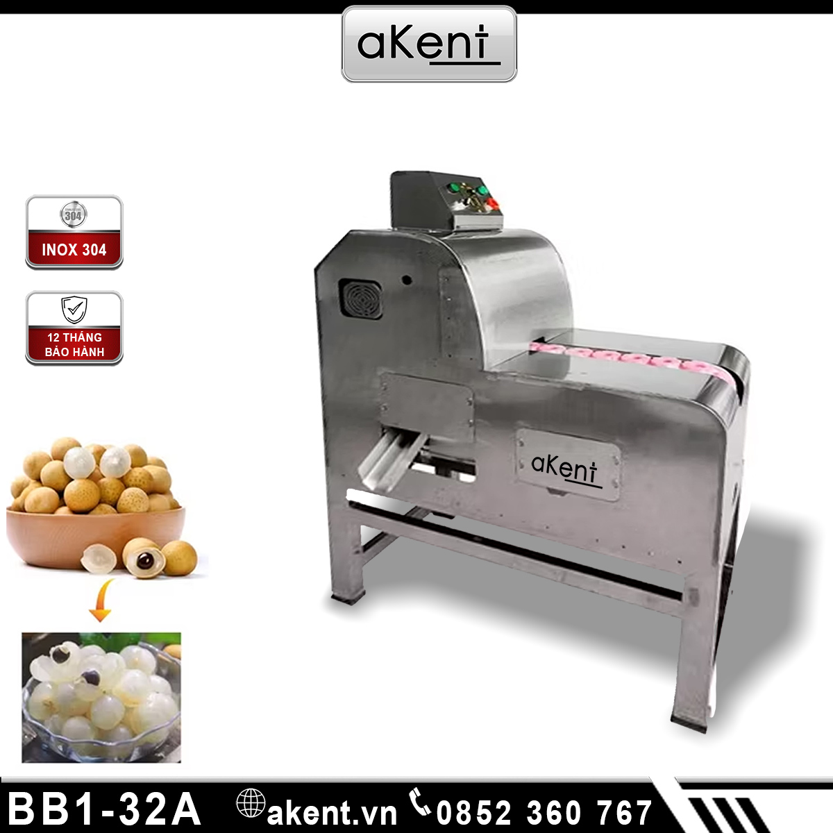 MÁY BÓC VỎ VÀ BỎ HẠT LONG NHÃN ĐIỆN HOÀN TOÀN TỰ ĐỘNG BB1-32A