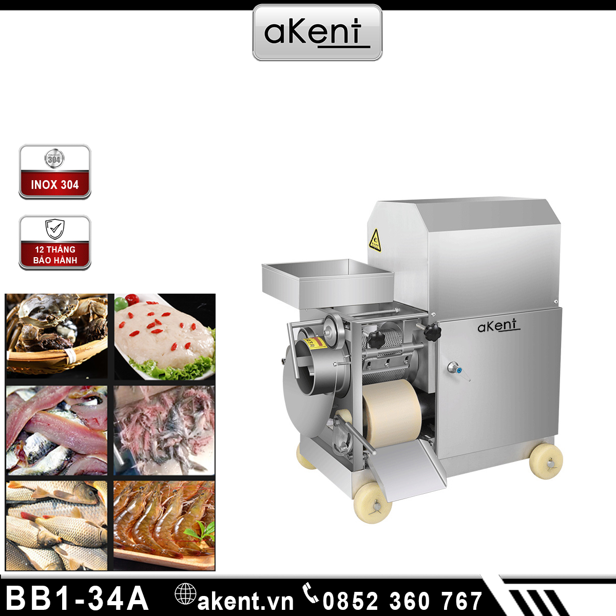 MÁY TÁCH XƯƠNG THỊT CÁ BẰNG THÉP KHÔNG GỈ TỰ ĐỘNG BB1-34A