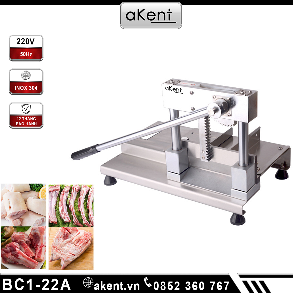 Máy chặt xương sườn xương lớn chuyên dụng chân giò heo thép không gỉ BC1-22A