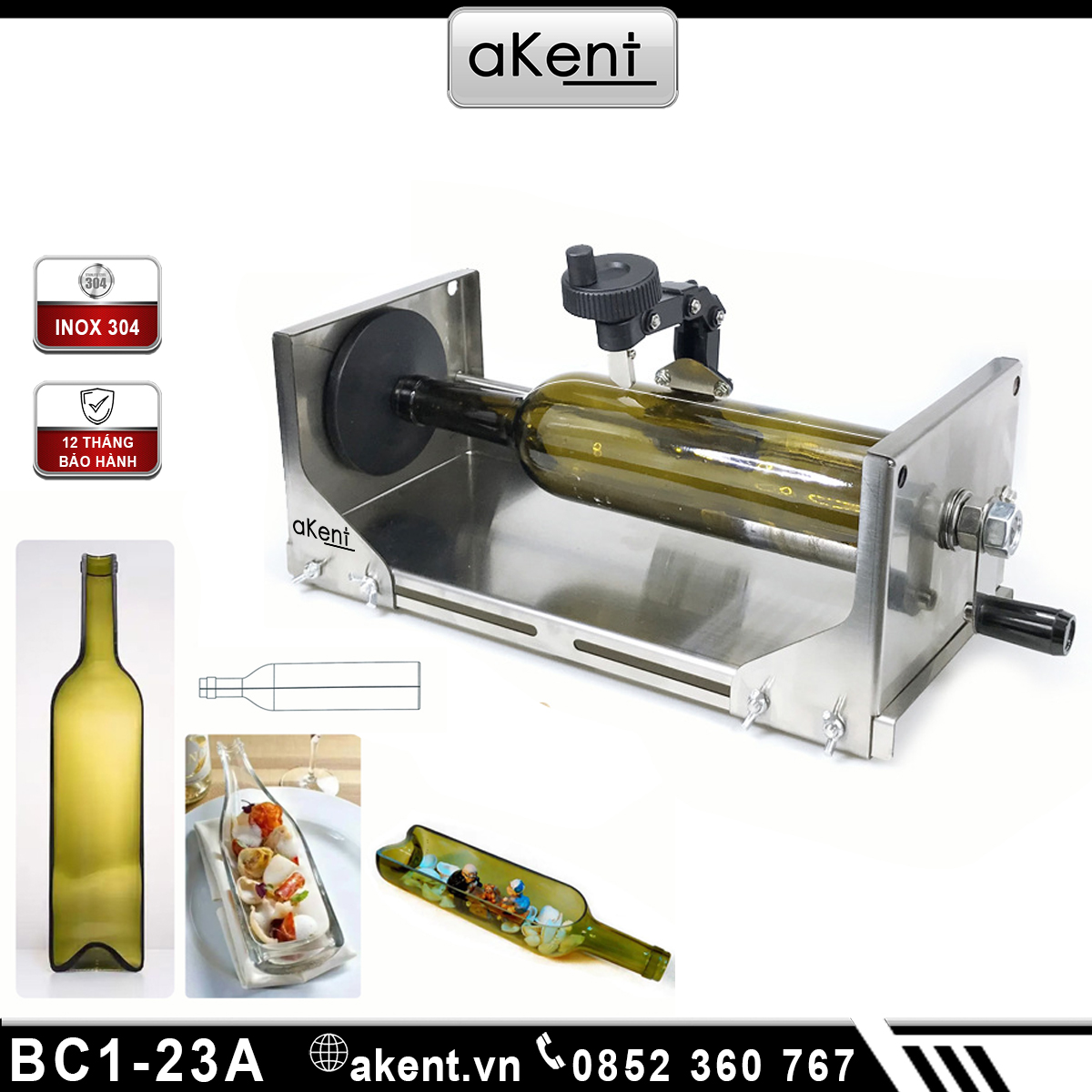 Dụng cụ cắt chai thủy tinh chai rượu vang đa hướng BC1-23A