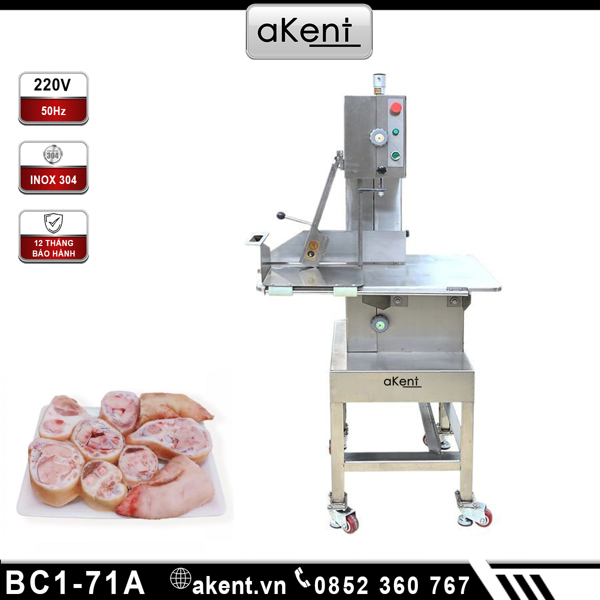 Máy cưa xương thịt đông lạnh có đế lưỡi 2400mm BC1-71A