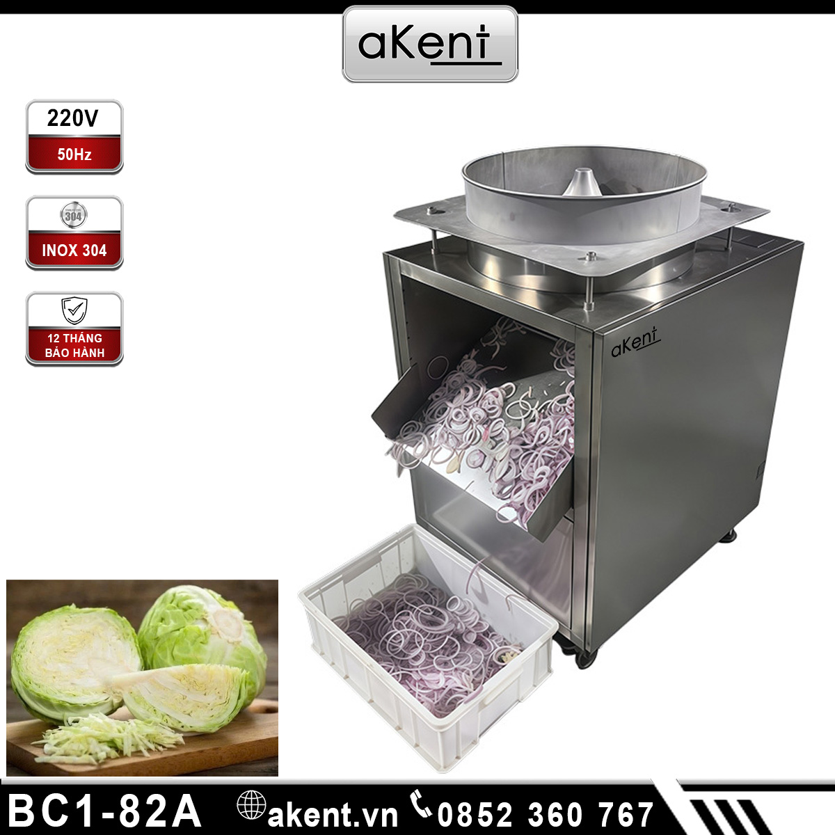 Máy thái bắp cải công nghiệp rau củ quả bắp cải gừng BC1-82A