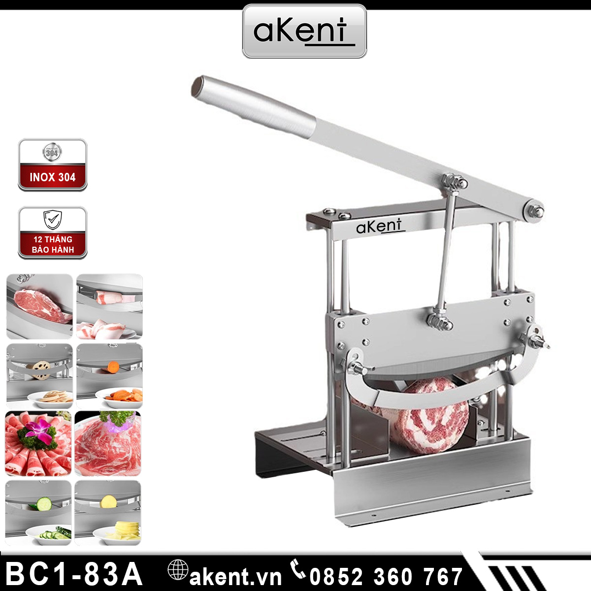 Máy thái kiểu cần gạt thịt cừu cuộn thịt đông lạnh thái thịt bò kiểu giillotine thủ công BC1-83A