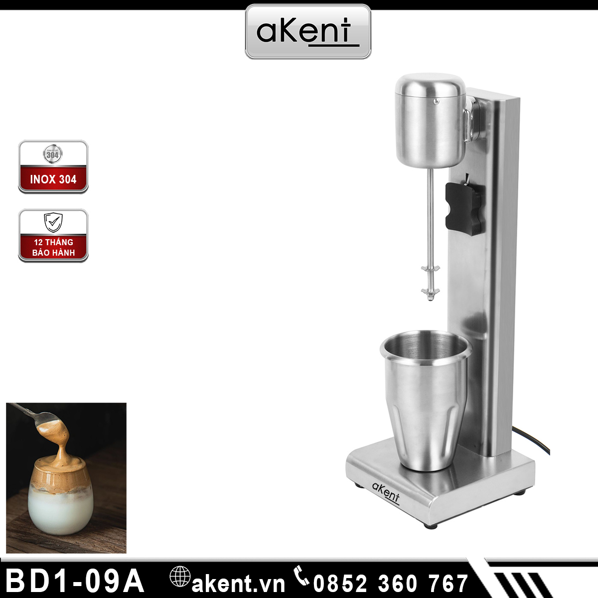 MÁY ĐÁNH TẠO BỌT SỮA MỊN LẮC ĐỂ PHA CHẾ NƯỚC BD1-09A