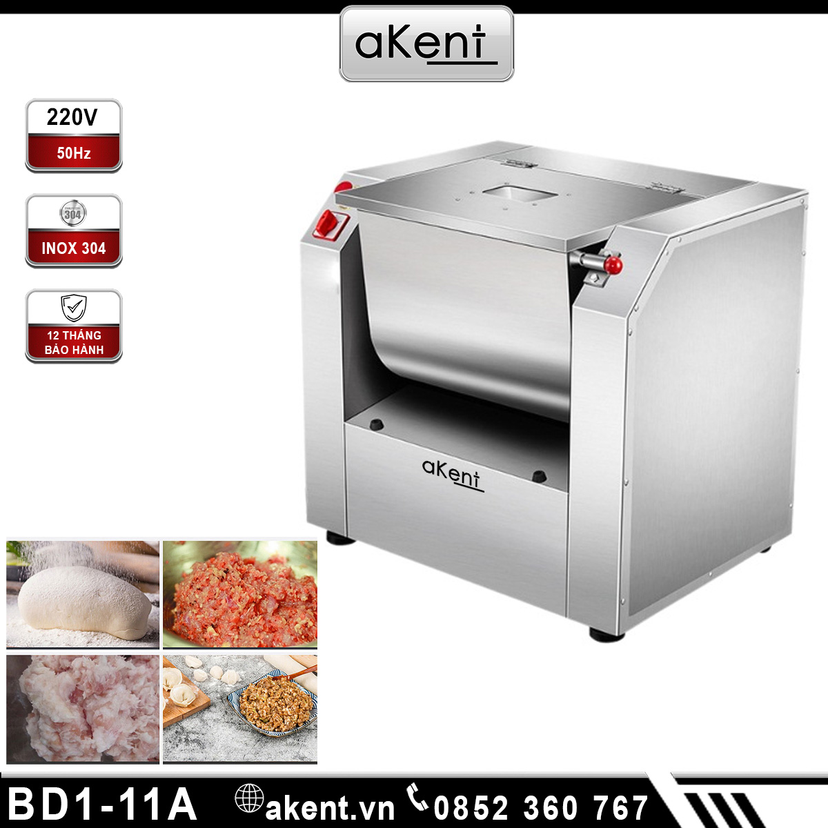 Máy trộn bột nằm ngang 15kg bằng thép không gỉ 304. BD1-11A