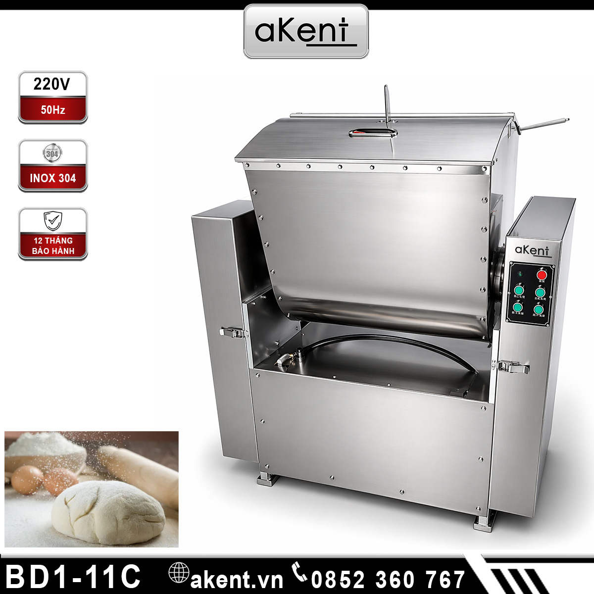 Máy trộn bột tự động nhào bột 100-300 kg BD1-11C