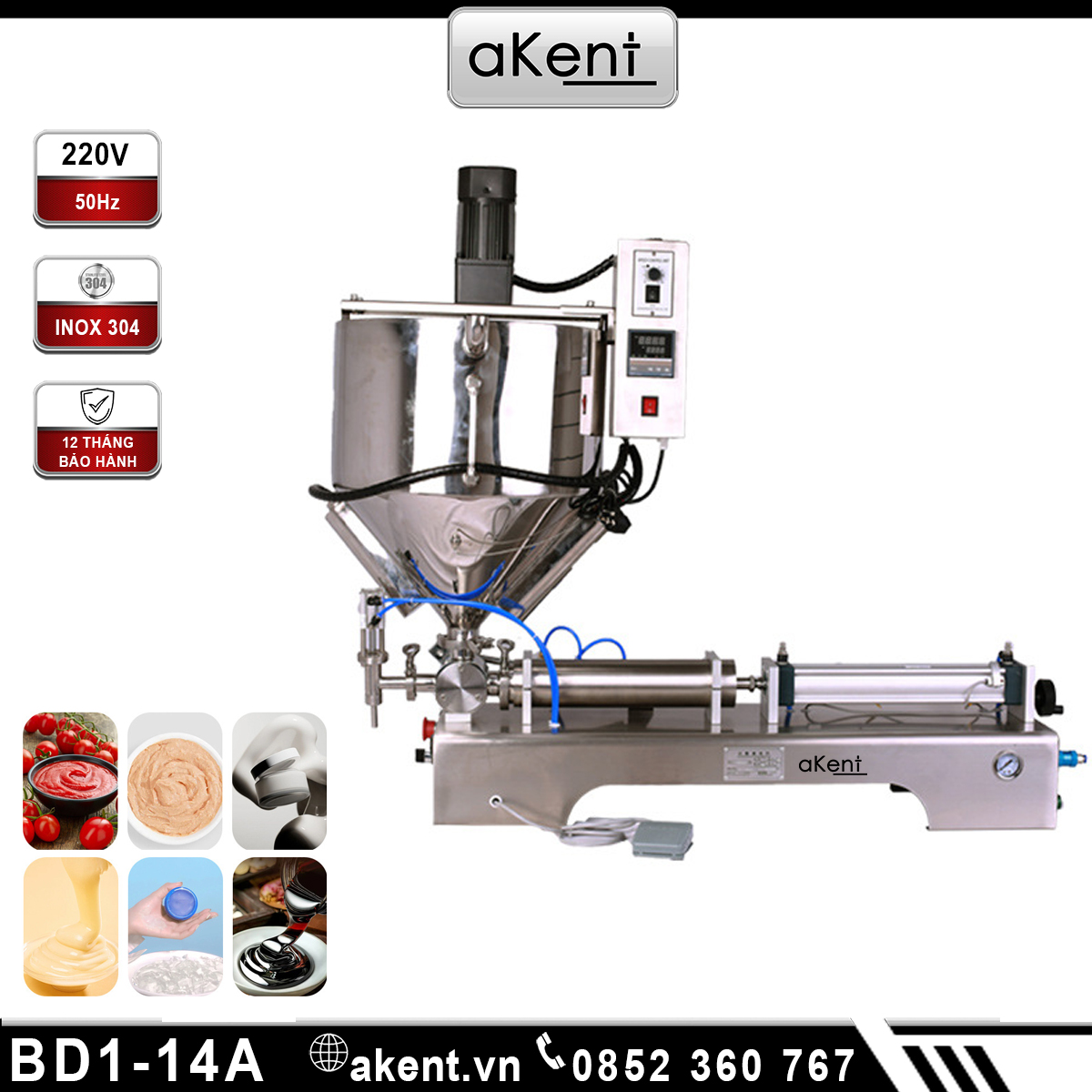Máy chiết rót khuấy và gia nhiệt bán tự động BD1-14A
