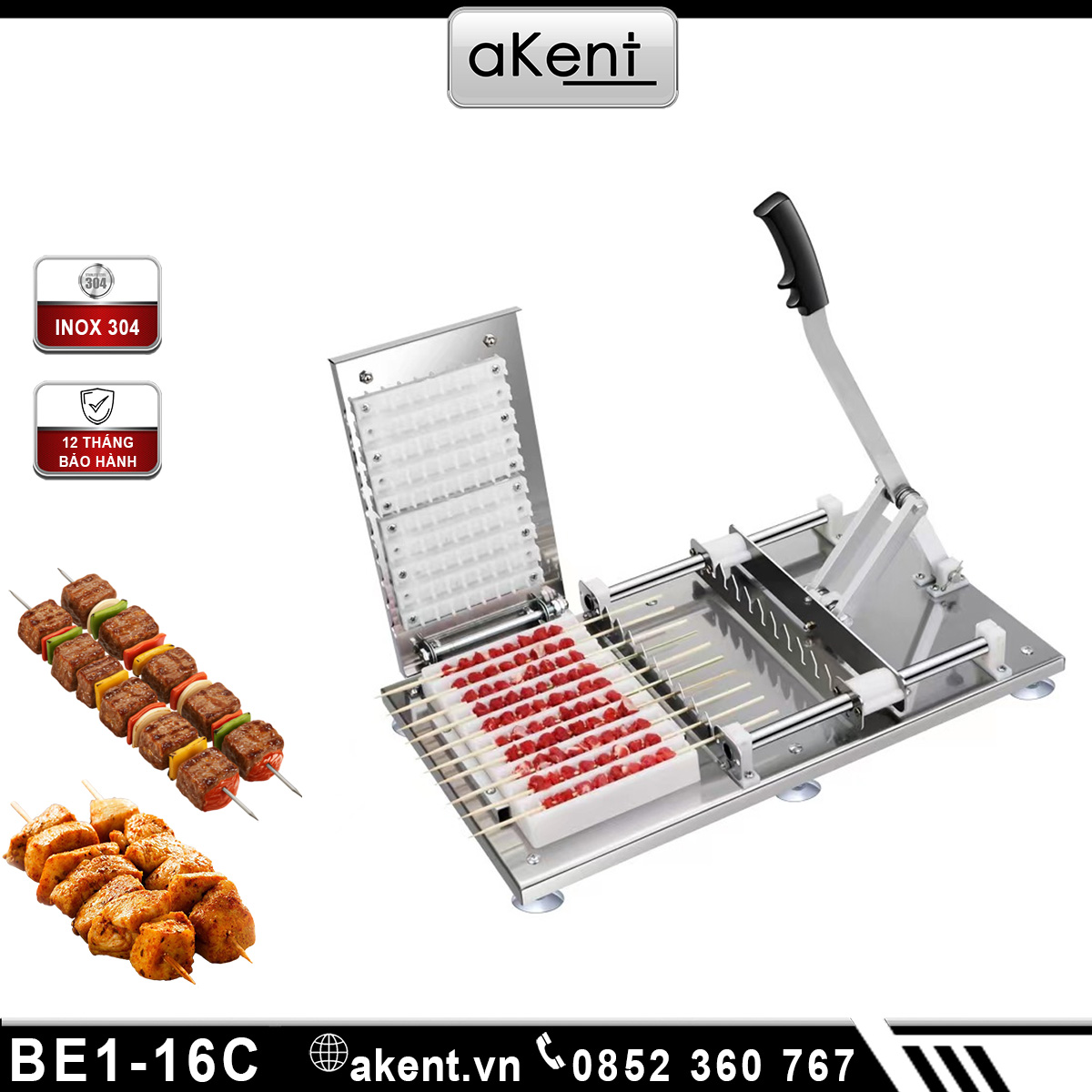 Máy xiên thịt cá viên bò lá lót, gà tăm tre 15cm thủ công BE1-16C