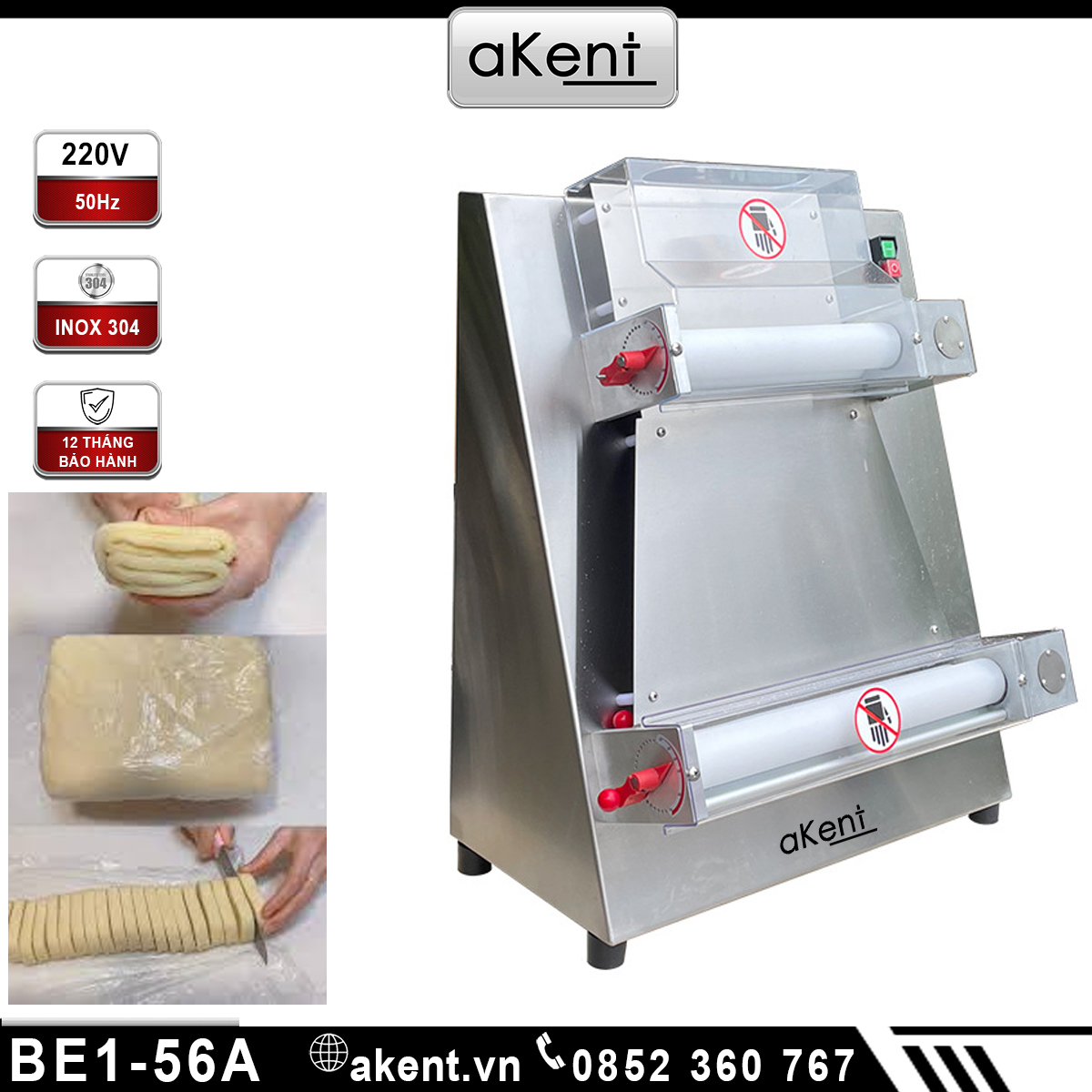 Máy cán bột làm bánh dạng đứng BE1-56A