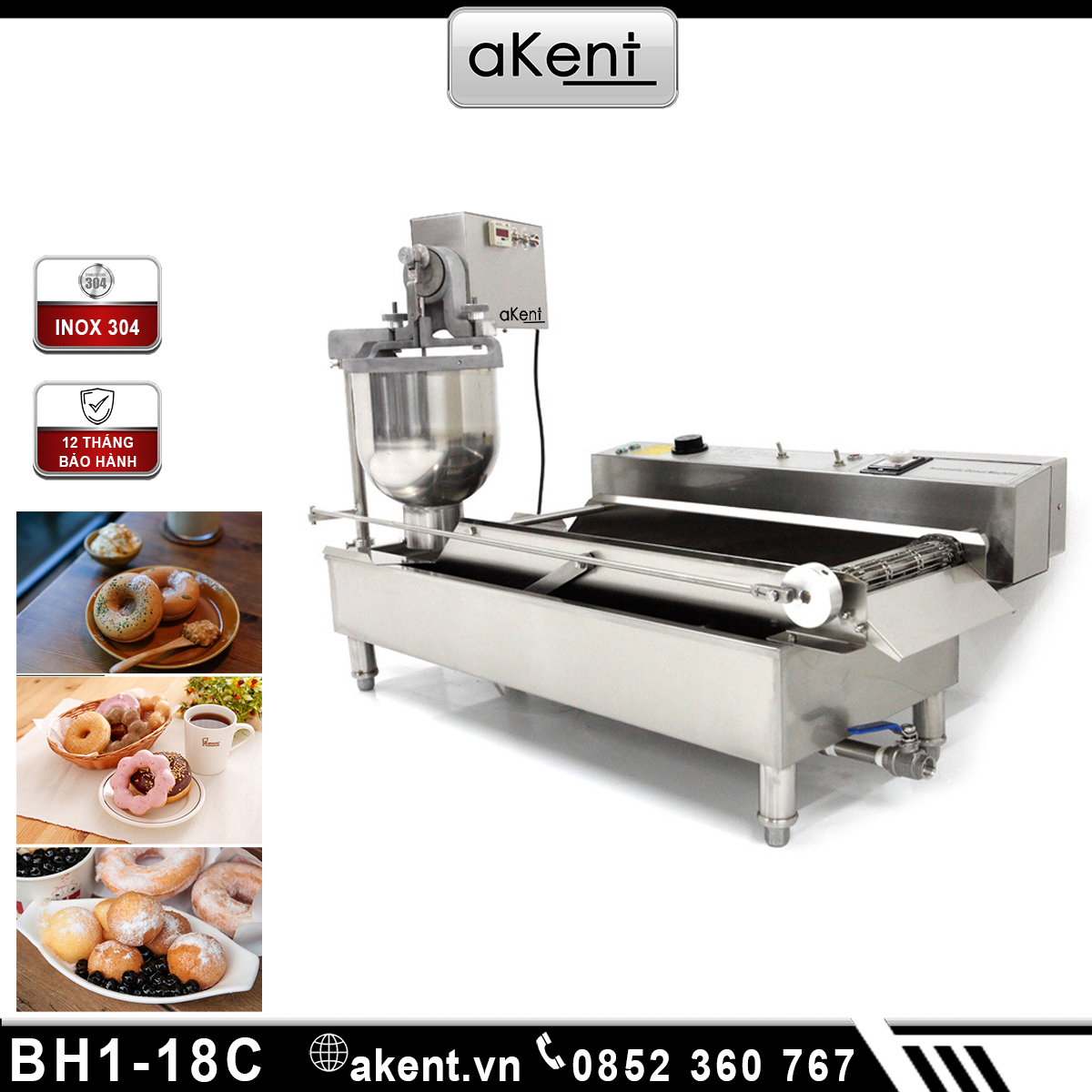 MÁY LÀM BÁNH DONUT BÁNH RÁN 2 HÀNG TỰ ĐỘNG BH1-18C