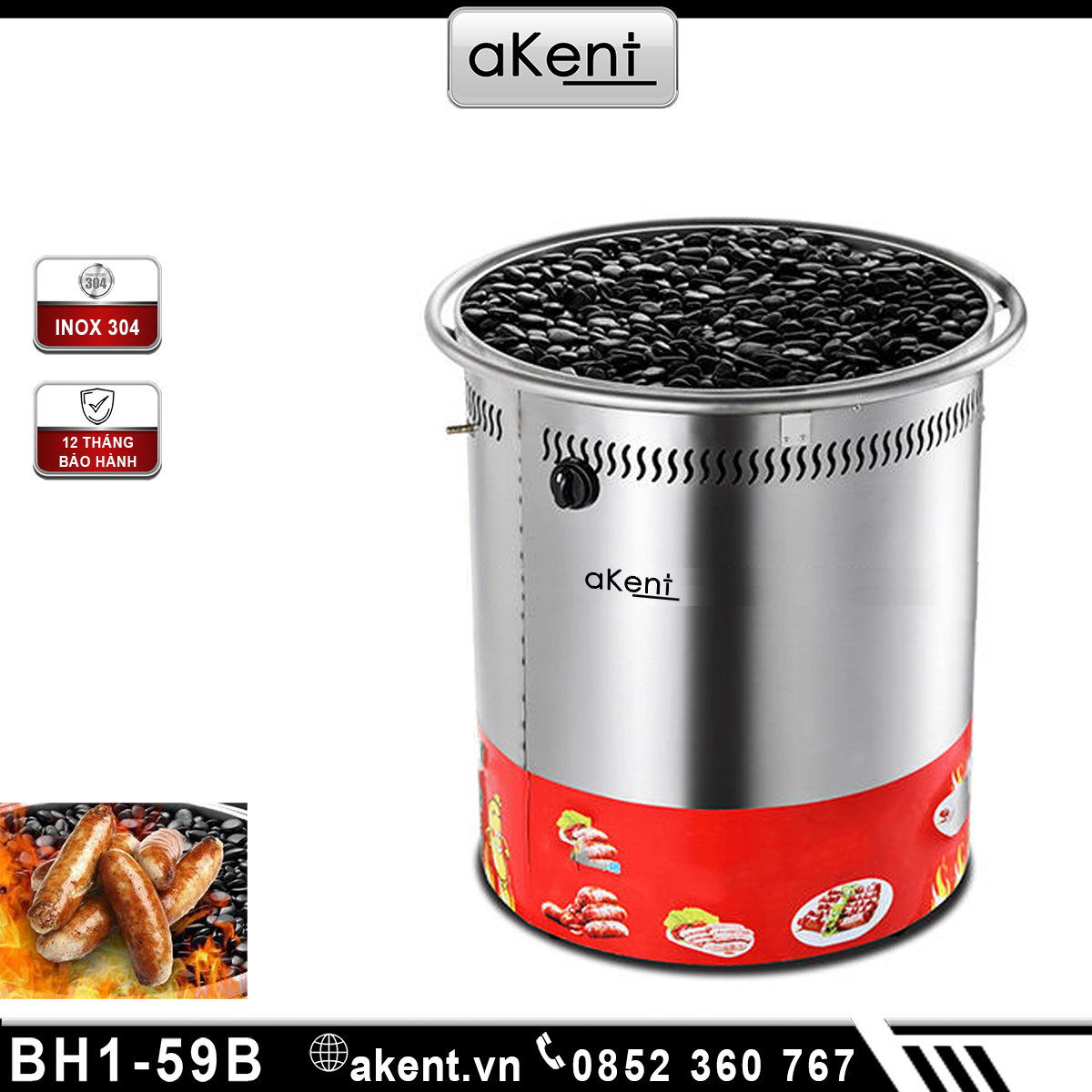 LÒ NƯỚNG ĐÁ XÚC XÍCH ĐÀI LOAN LOẠI THÂN CAO BH1-59B