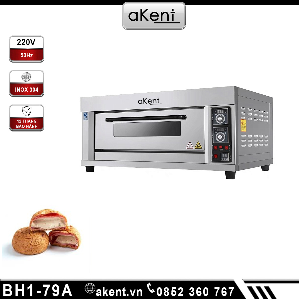 Lò nướng bánh 1 tầng dùng điện bằng inoxBH1-79A