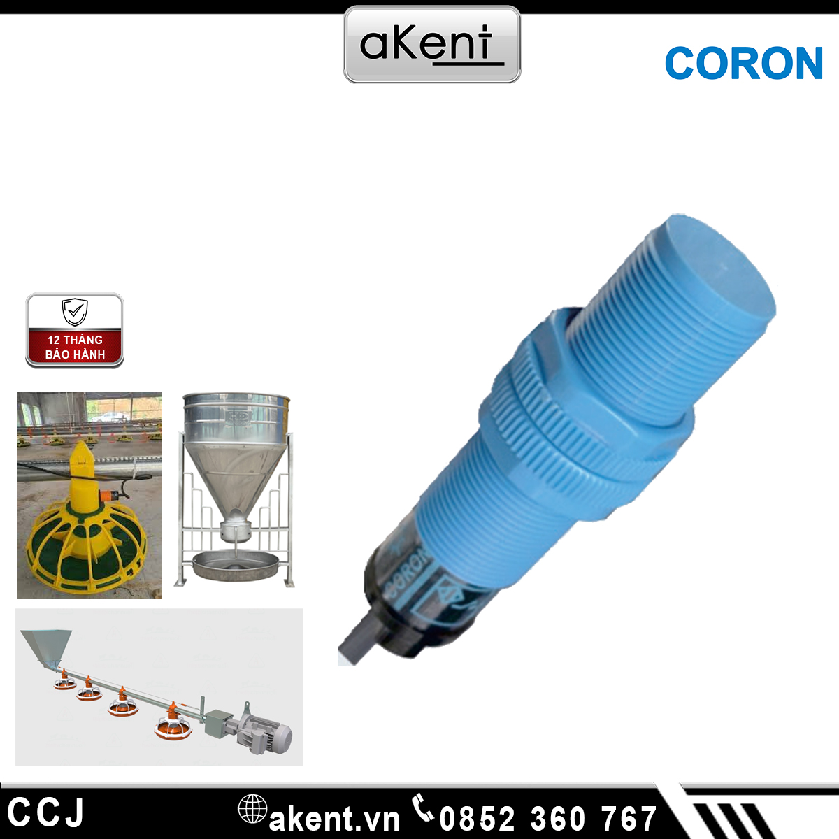 Cảm biến tiệm cận điện dung hình trụ vỏ nhựa 2 dây điện áp 90-250VAC Coron series CCJ