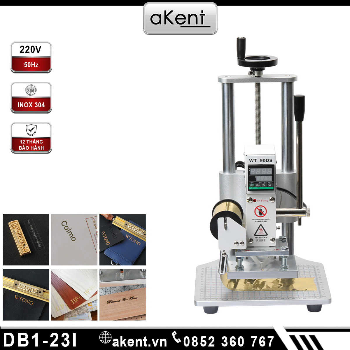 Máy dập nóng thủ công có tự động chạy ống mực có điều khiển nhiệt độ DB1-23I