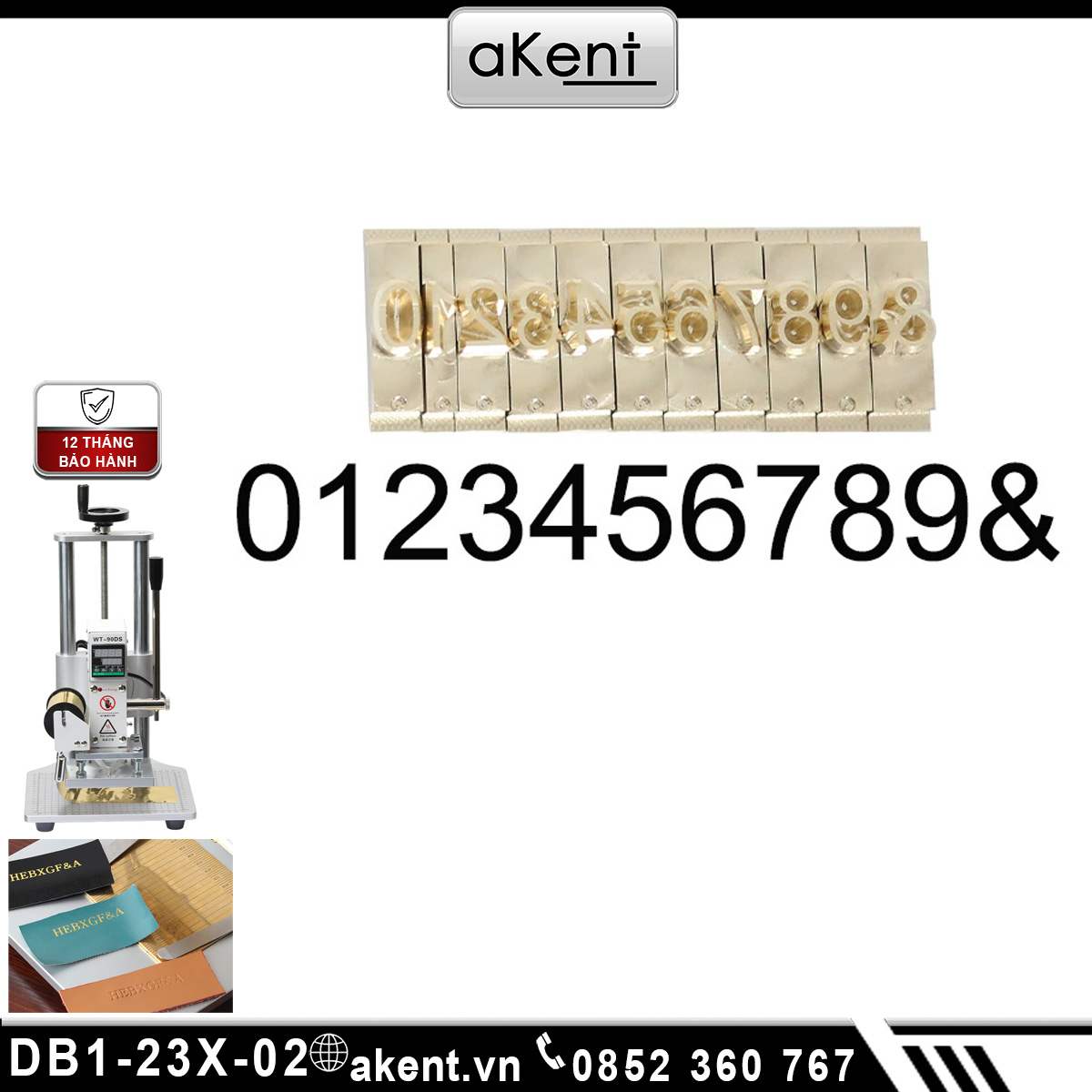 Khuôn đồng cho máy dập nóng ký tự in HOA A-Z cho máy ép nhiệt DB1-23X-02