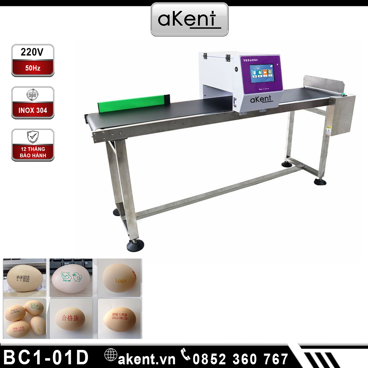 Máy in phun mực trứng sáu đầu tự động tốc độ cao in ngày sản xuất và số seri cho trứng gà vịt DC1-03B