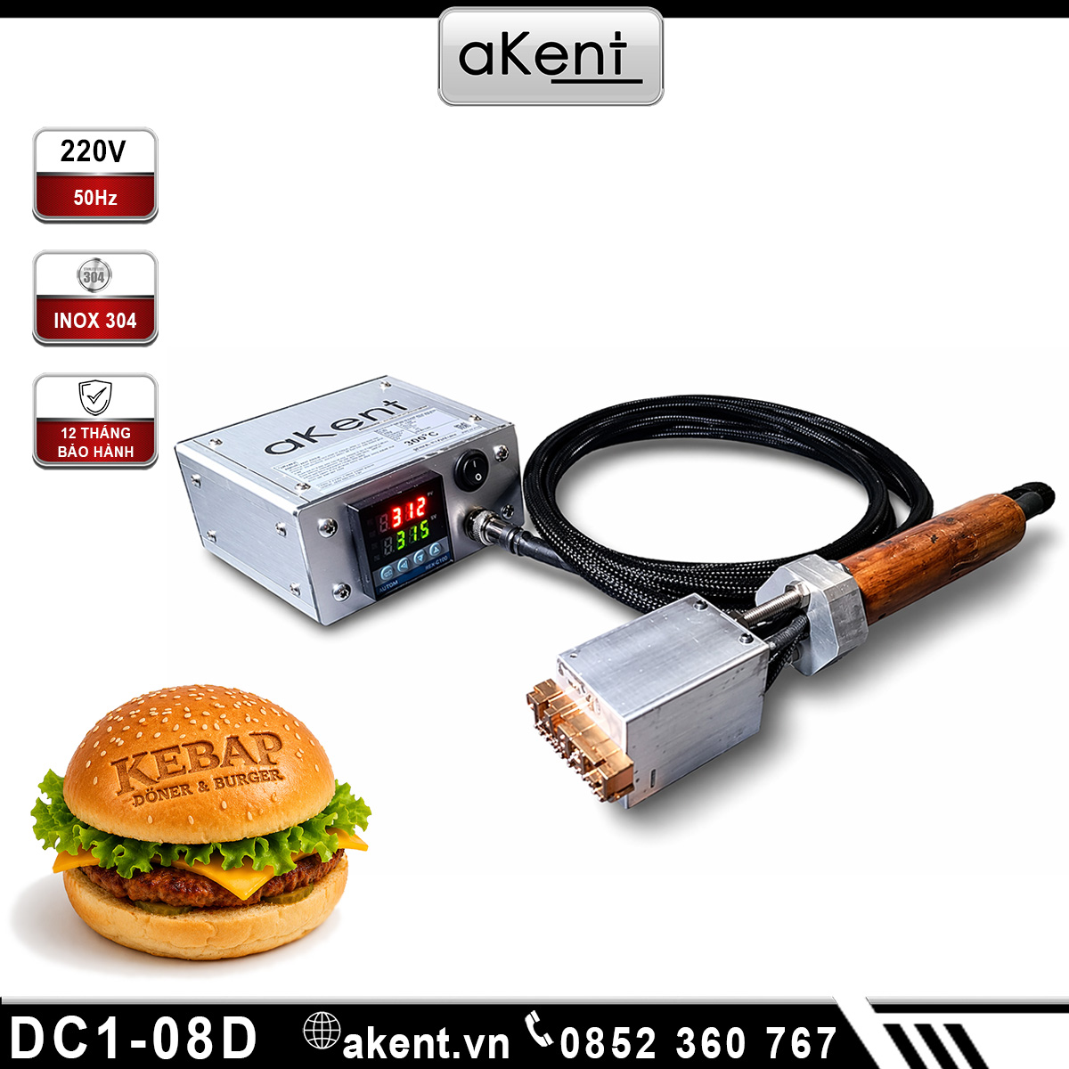Máy đóng nhiệt logo hình thương hiệu lên Hambuger DC1-08D