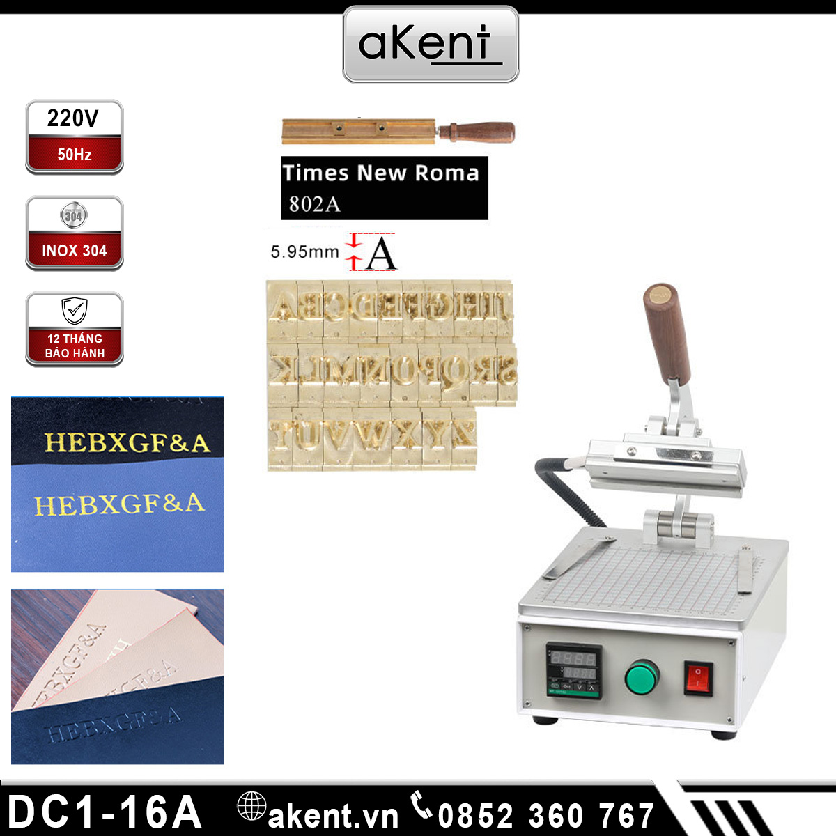 Máy dập chữ số nóng có thể ghép chữ và số với nhau DC1-16A