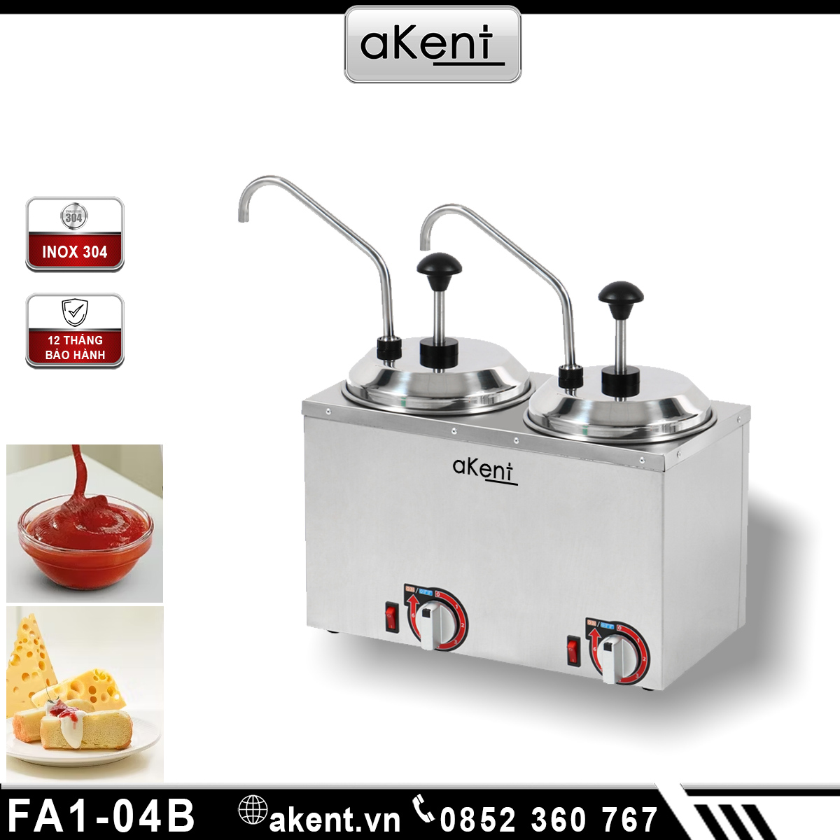 MÁY HÂM PHO MAI SOCOLA 2 VÒI BƠM CÓ KIỂM SOÁT NHIỆT BẰNG ĐIỆN FA1-04B