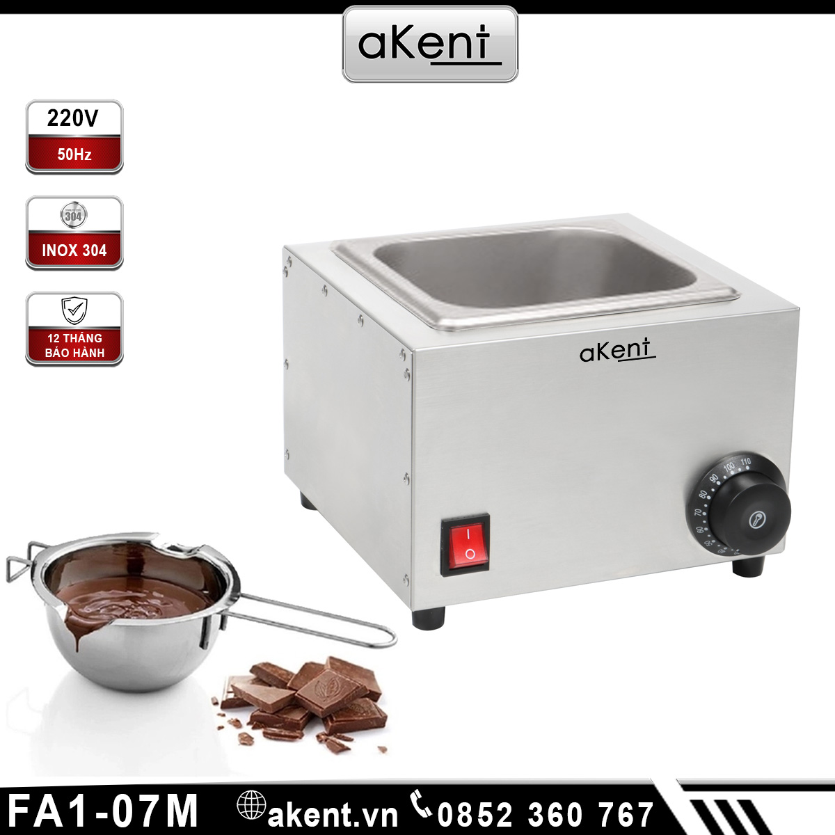 Máy nấu chảy giữ ấm Socola 1 ngăn loại nhỏ chỉnh nhiệt độ cơ FA1-07M