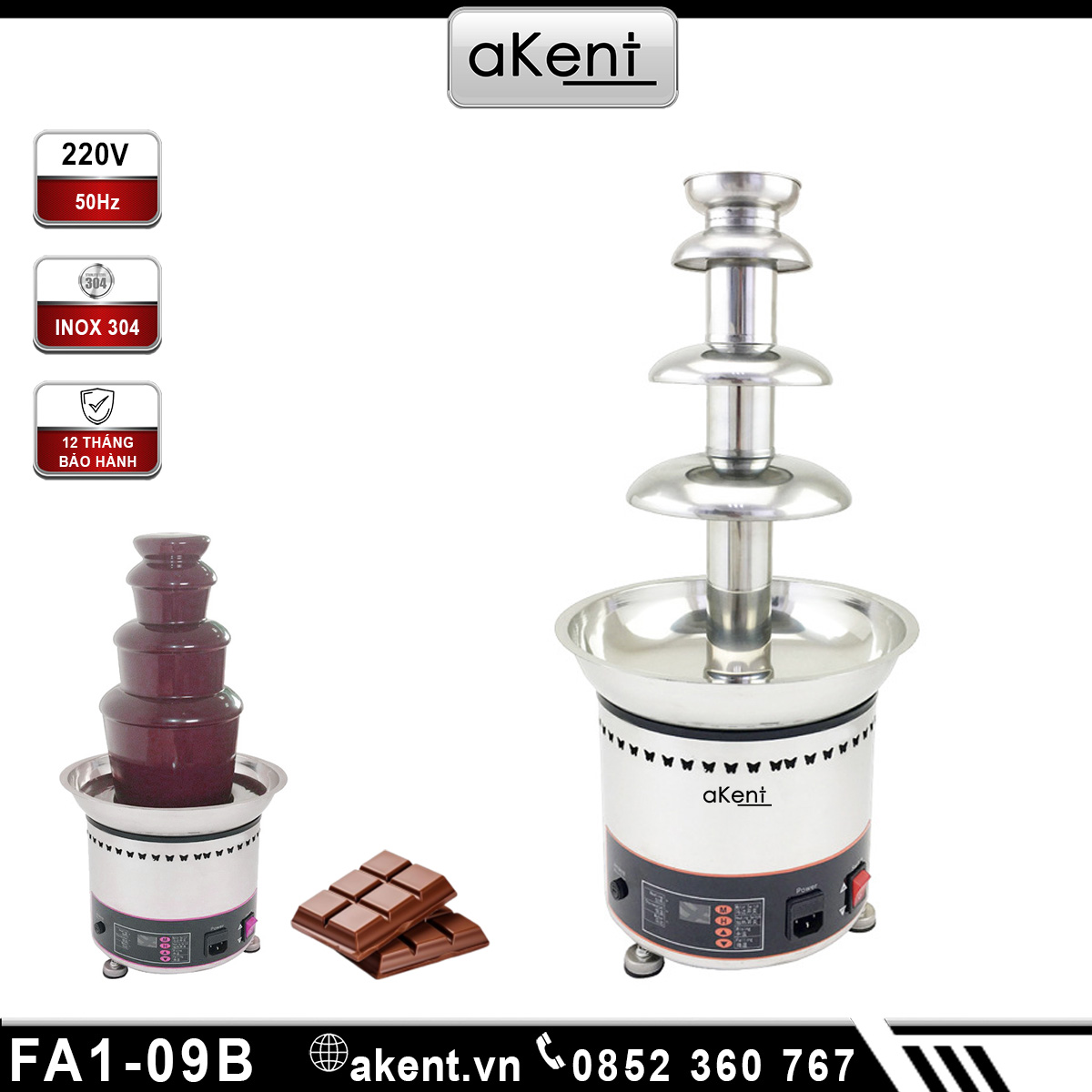 Đài phun thác sô cô la tan chảy 3 tầng tự động FA1-09B