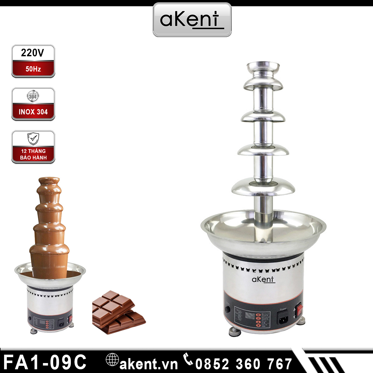 Đài phun thác sô cô la tan chảy 4 tầng tự động FA1-09C