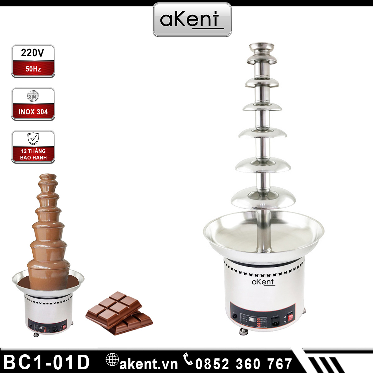 Đài phun thác sô cô la tan chảy 6 tầng tự động FA1-09D