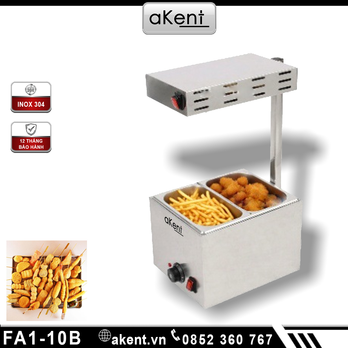 ĐÈN SƯỞI HỒNG NGOẠI CHO KHOAI TÂY CHIÊN, GÀ RÁN CÁNH GÀ FA1-10B