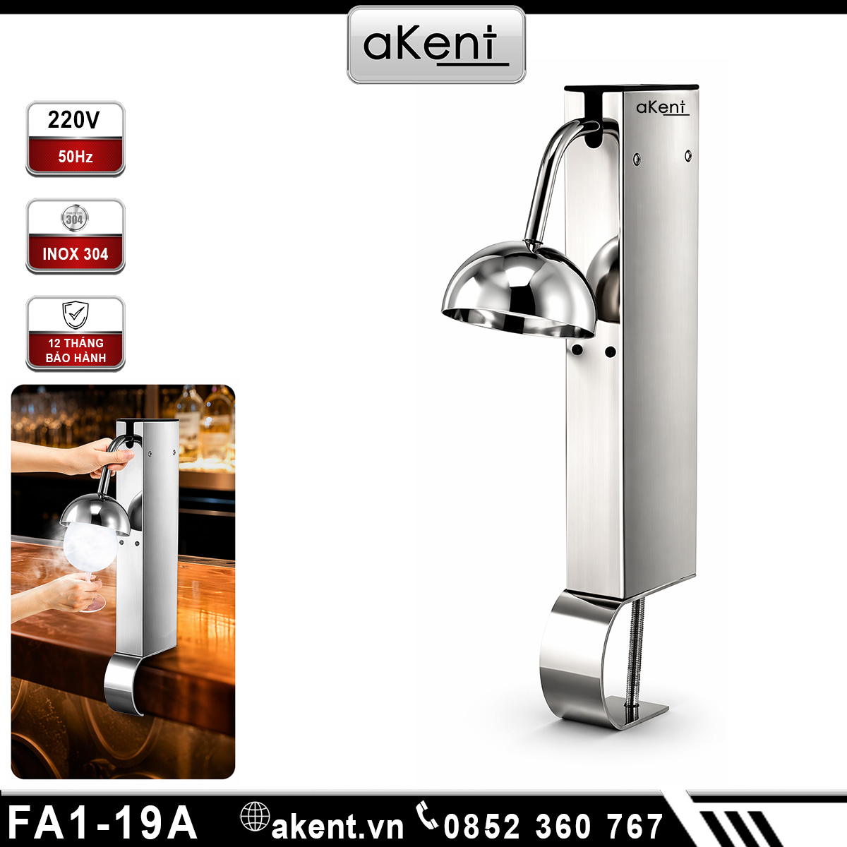 Máy làm khí đá lạnh khô bằng dùng khí CO2 làm lạnh nhanh cho quán bar FA1-19A