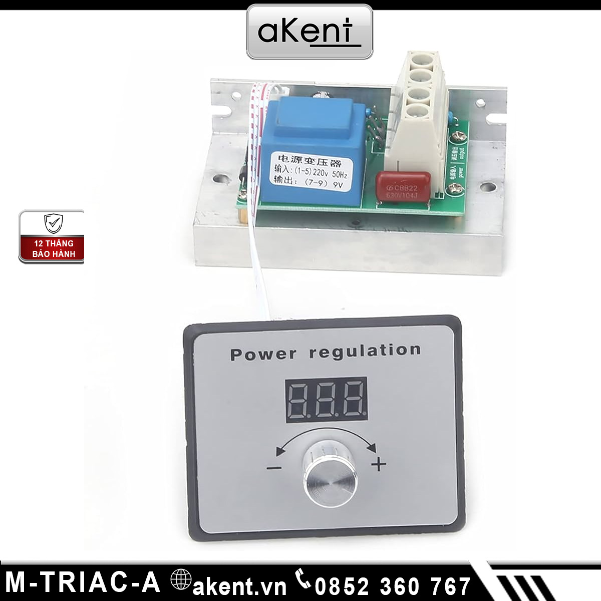 Bộ điều chỉnh nhiệt độ kỹ thuật số dạng núm vặn dùng Triac M-TRIAC-A6000