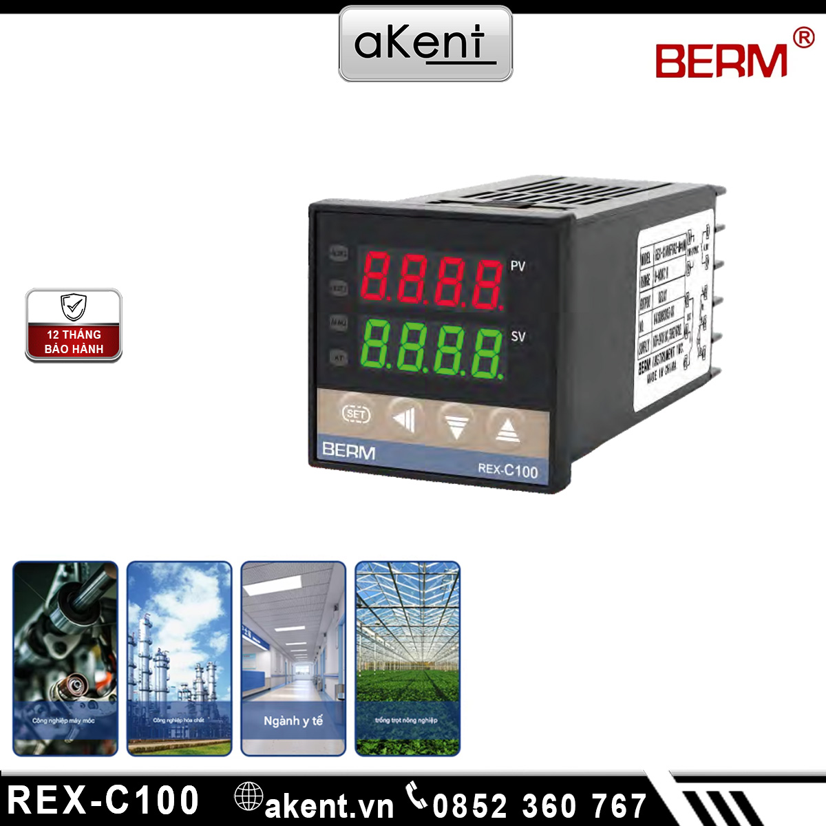 Bộ điều khiển nhiệt độ PID hiển thị kỹ thuật số Berm REX-C100 - Chính Hãng