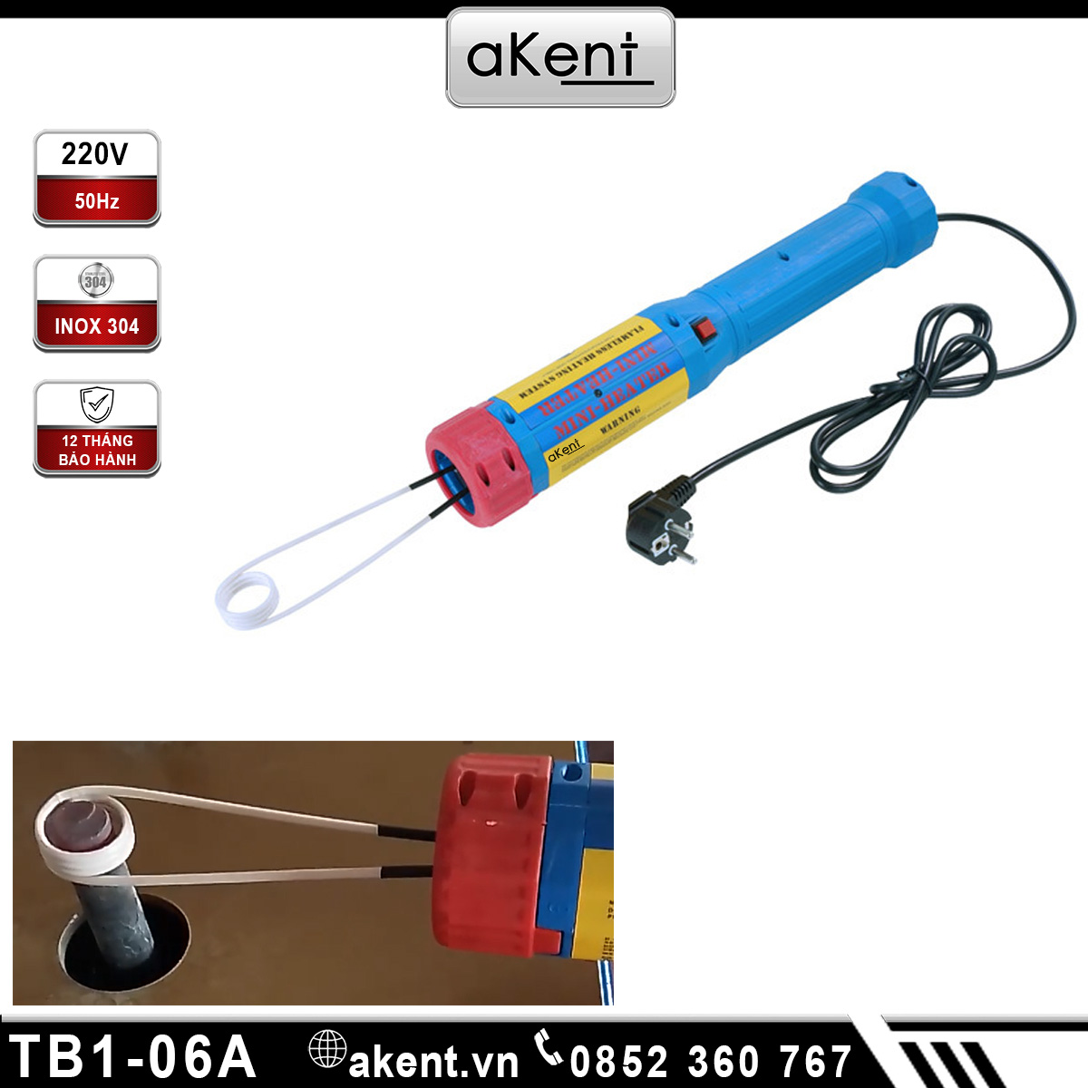 Máy gia nhiệt cảm ứng điện từ 1.1KW dùng để tháo ốc vít ô tô cỡ nhỏ và gia nhiệt vòng bi. TB1-06A