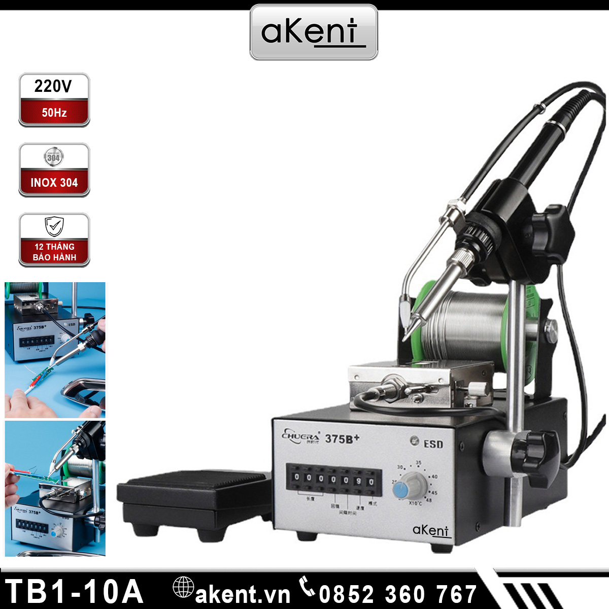 Máy hàn chì bán tự động để bàn có gá cấp chì TB1-10A