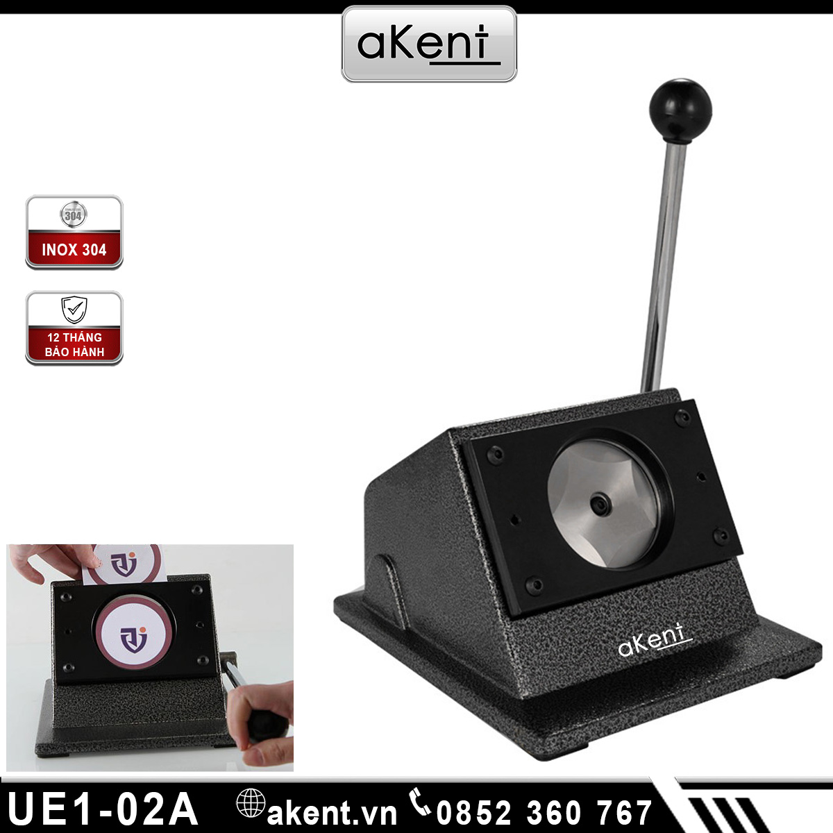 Dụng cụ cắt giấy tròn để bàn bằng kim loại dùng để làm huy hiệu UE1-02A