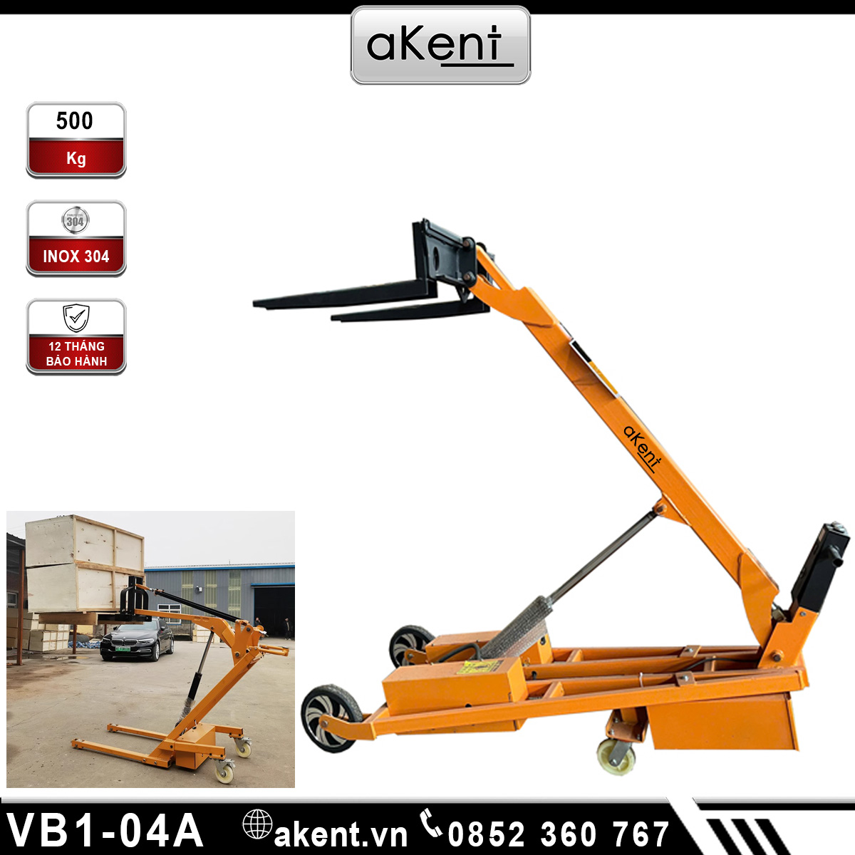 Xe nâng tải xếp hàng hoá dùng cơ GL-0103 tải 500kg VB1-04A