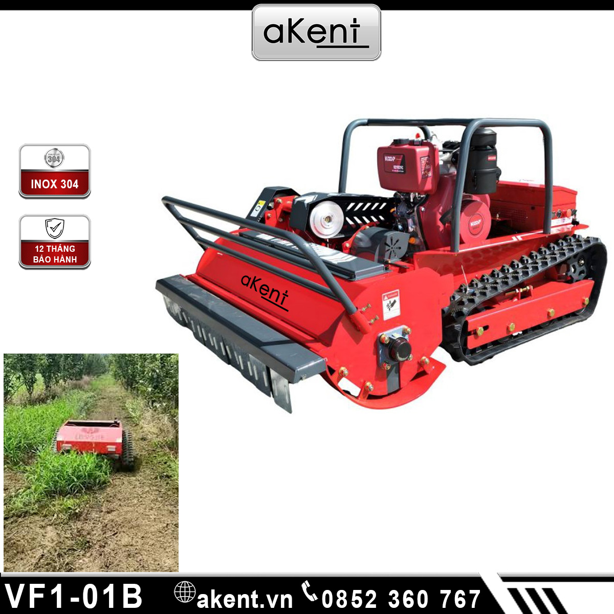 Xe điều khiển từ xa cắt cỏ chạy dầu bánh xích VF1-01B