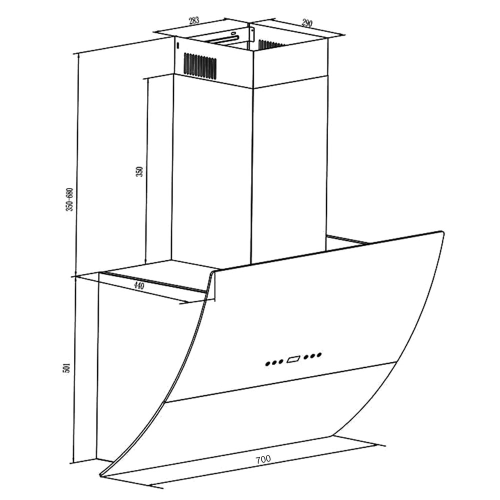 Máy hút khói, hút mùi kính vát Kocher K - 2080E (90cm) | Home Best 