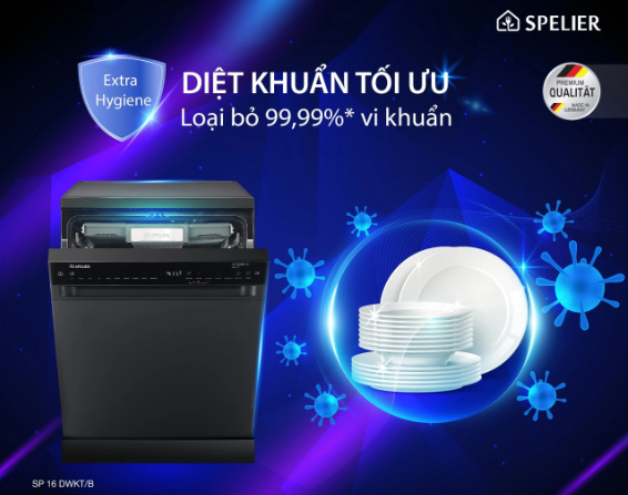 Máy rửa chén bát độc lập Spelier SP 16DWKT-B | Home Best