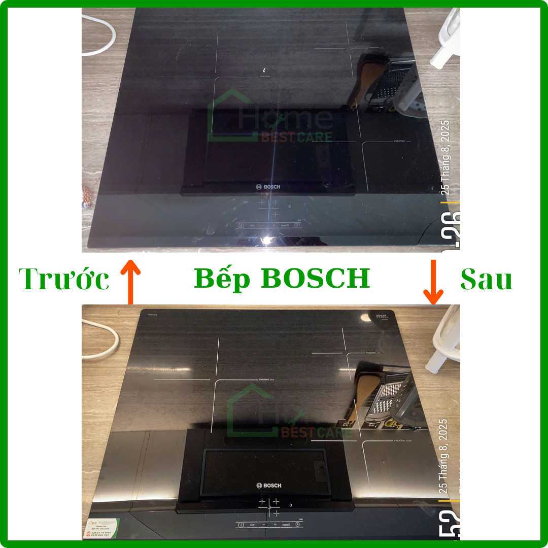 Hình ảnh mặt kính trước và sau khi sửa