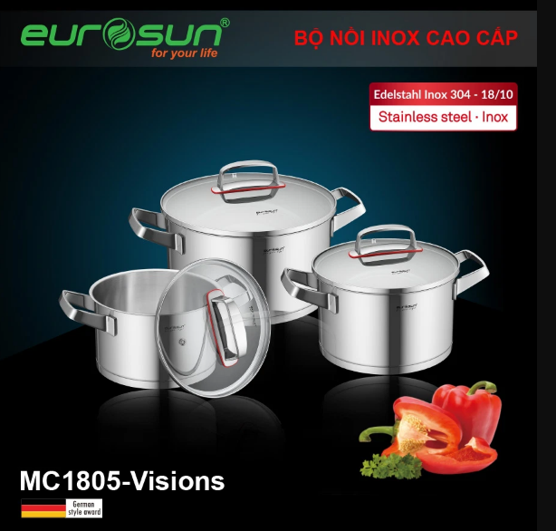 Bộ nồi inox 6 món Eurosun MC1805- Visions Home Best