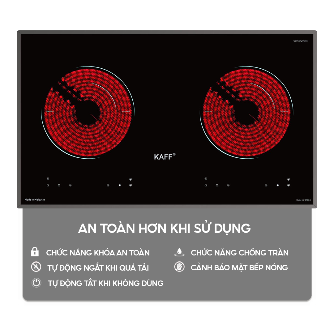 Chức năng an toàn trên Bếp hồng ngoại đôi Kaff KF-073CC | Homebest
