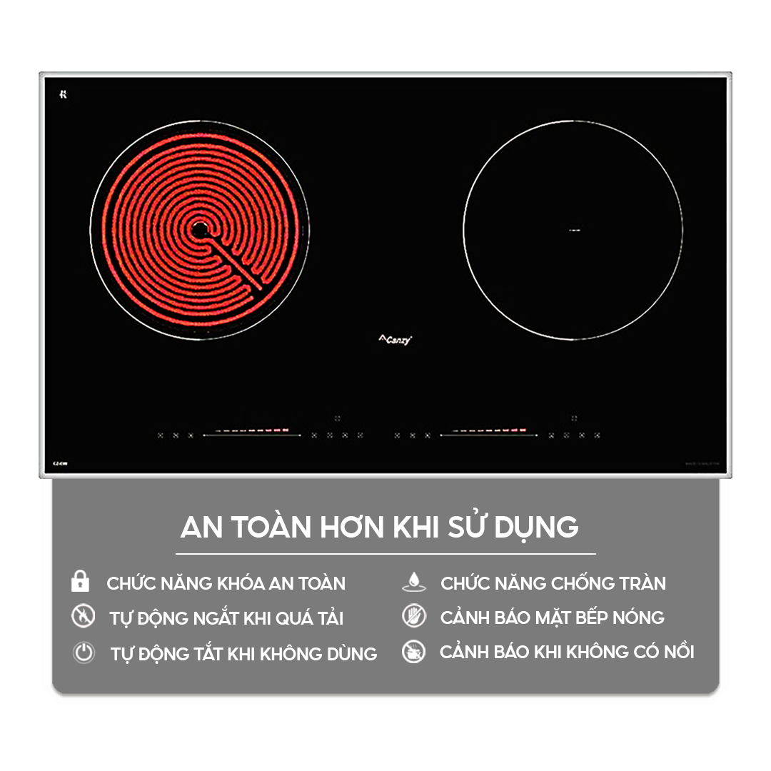 Chức năng an toàn trên bếp điện từ Home Best