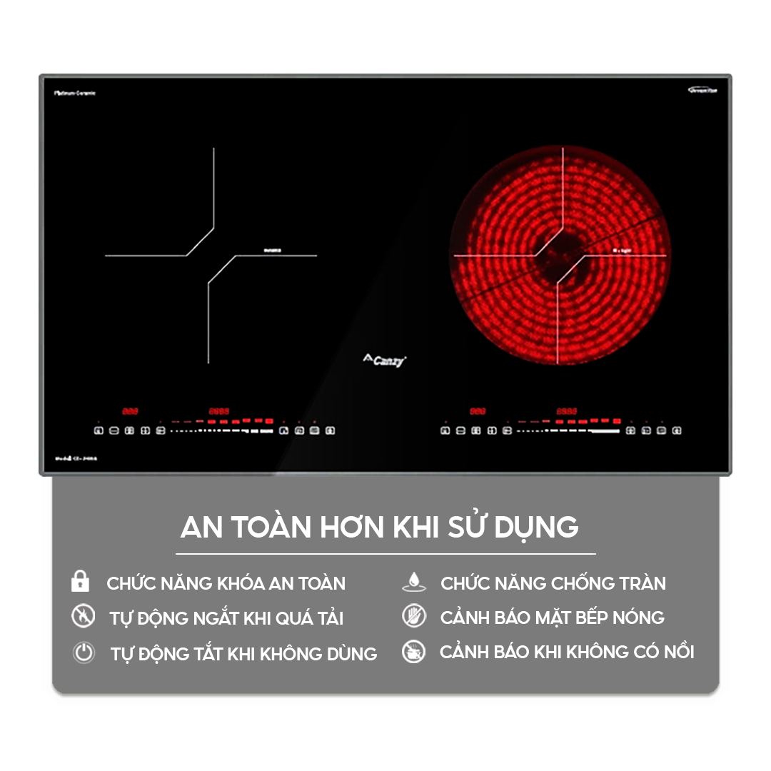 Chức năng an toàn trên bếp điện từ Home Best