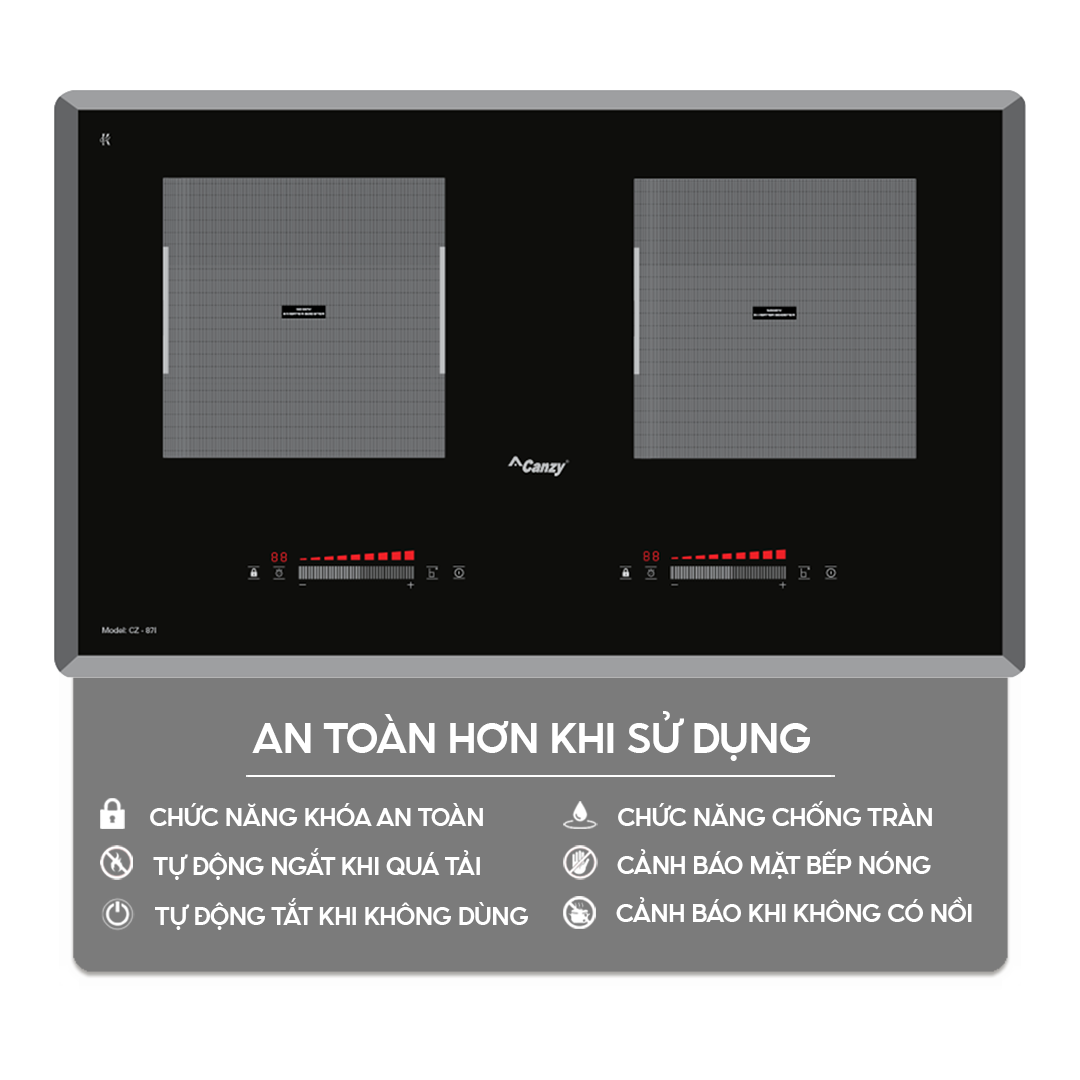 Chức năng an toàn trên bếp điện từ homebest