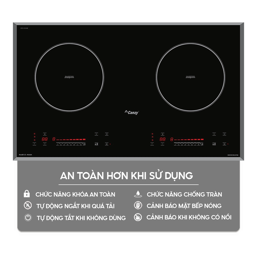 Chức năng an toàn trên bếp điện từ Home Best