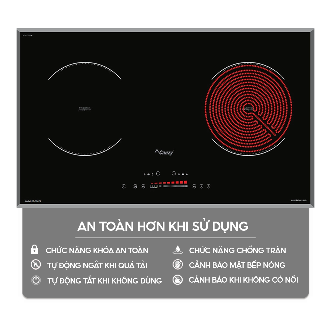 Chức năng an toàn trên bếp điện từ Home Best