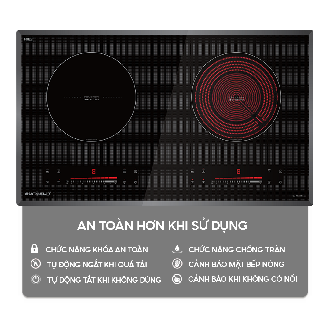 Bếp từ kết hợp hồng ngoại Eurosun EU-TE226Max | Home Best