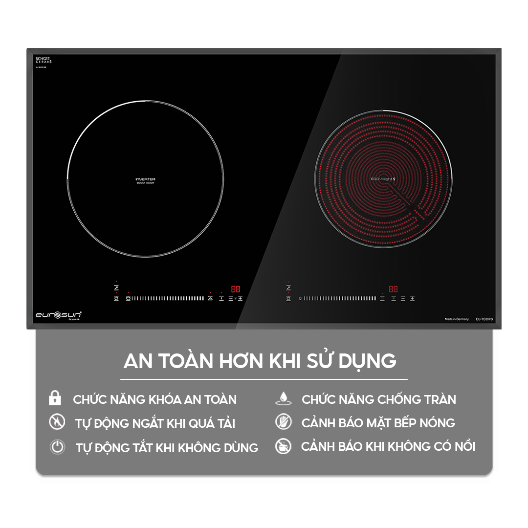 Chức năng an toàn trên bếp điện từ