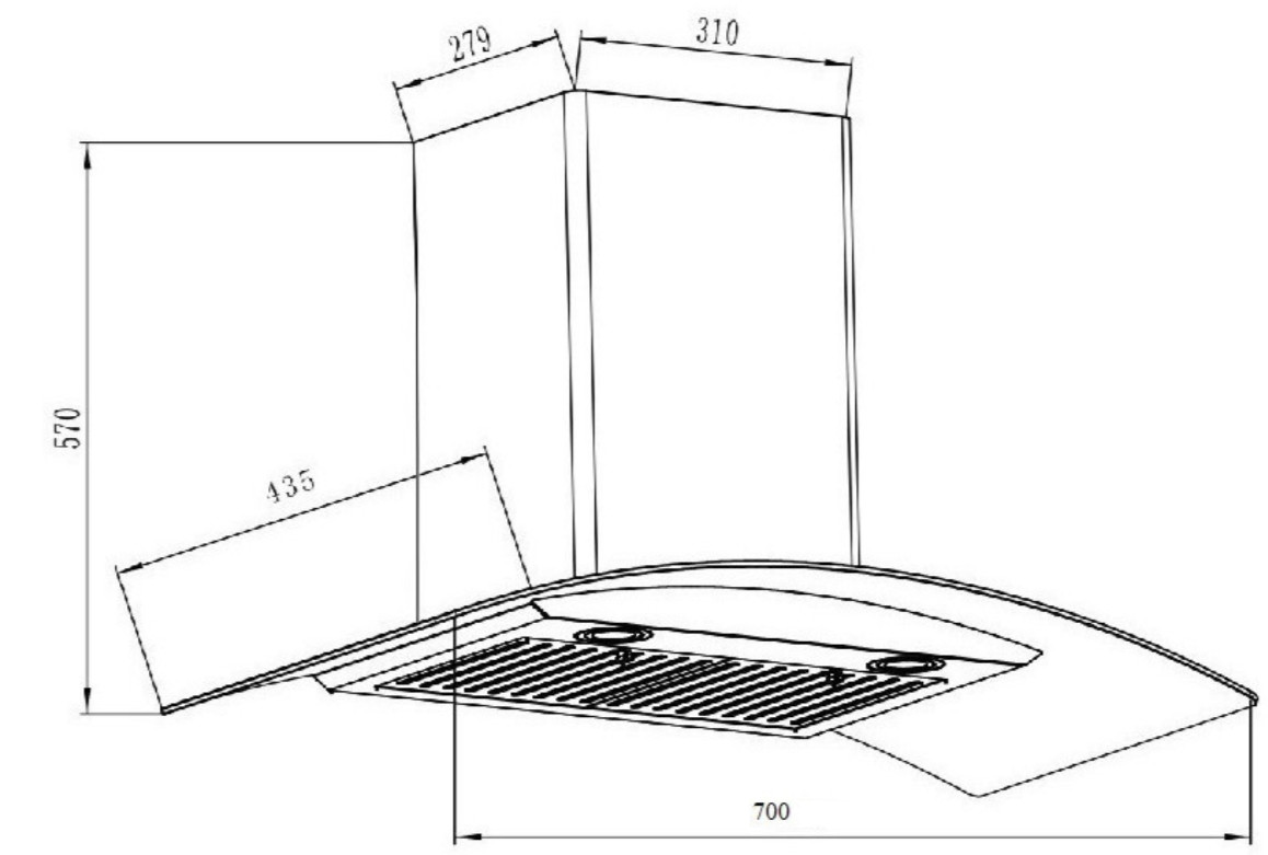 Máy hút khói, hút mùi kính cong Binova BI-1700SH (70cm) | Home Best