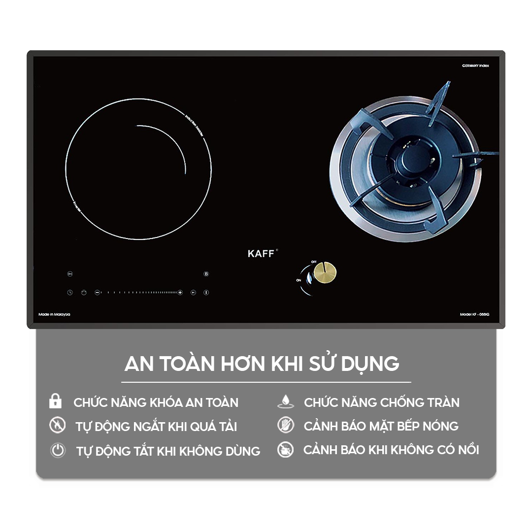 Chức năng an toàn trên bếp điện từ kết hợp gas Home Best